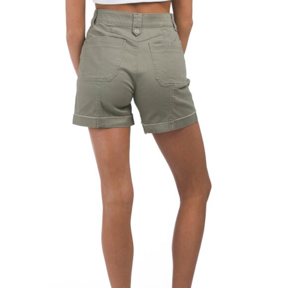 NEW DEMOCRACY Ab Solution Button Fly Shorts With Fixed Fray Cuffs green 267tn